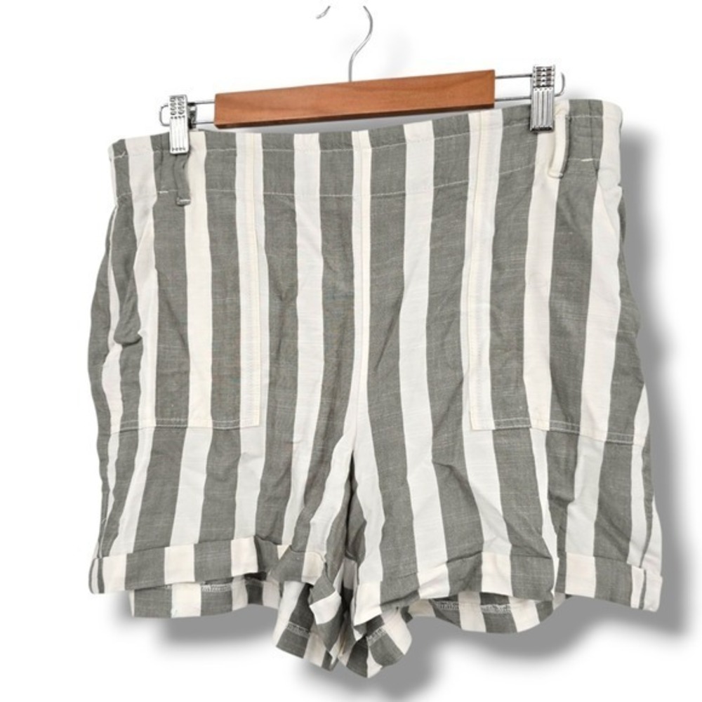 LOFT Outlet Striped Shorts‎ High Rise Elastic Waist Casual Comfy Size L